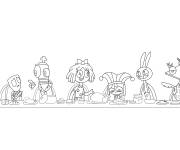 Coloriage Personnages de Amazing Digital Circus en fete