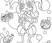 Coloriage Pomni &agrave; motif pour enfants du cirque num&eacute;rique
