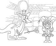 Coloriage Pomni avec un kangourou
