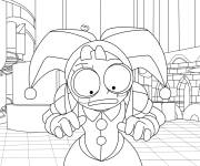 Coloriage Pomni dans l'univers de Amazing Digital Circus