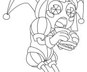 Coloriage Pomni en mangeant un sandwich