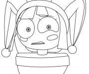 Coloriage Pomni en r&ocirc;le de Skibidi Toilet