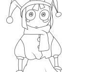 Coloriage Pomni en tenu de Clown