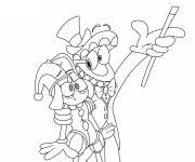 Coloriage Pomni et Caine en calin