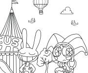 Coloriage Pomni et Jax en plein air