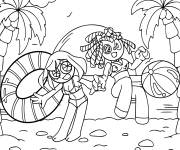 Coloriage Pomni et Ragatha &agrave; la plage