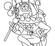 Coloriage Pomni sur le dos de Caine