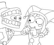 Coloriage Sc&egrave;ne de caine dr&ocirc;le de dessin anim&eacute; The Amazing Digital Circus