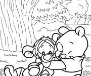 Coloriage B&eacute;b&eacute; Tigrou avec b&eacute;b&eacute; Winnie