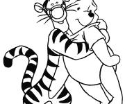 Coloriage et dessins gratuit L'amiti&eacute; de Tigrou et Winnie à imprimer