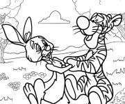 Coloriage Lapin en dansant avec Tigrou