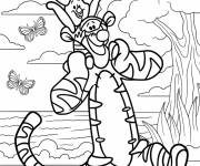 Coloriage Porcelet chevauchant les &eacute;paules d'un Tigrou
