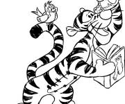 Coloriage Tigrou aime les oiseaux