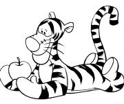 Coloriage Tigrou aime les pommes
