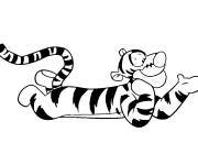 Coloriage Tigrou allong&eacute;