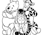 Coloriage Tigrou avec ses amis Winnie et Bourriquet