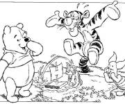 Coloriage et dessins gratuit Tigrou avec ses deux amies de cartoon Winnie et Porcinet à imprimer