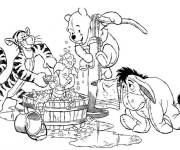 Coloriage Tigrou avec son ami et la baignarde