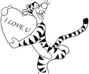 Coloriage Tigrou avec un c&oelig;ur d'amour