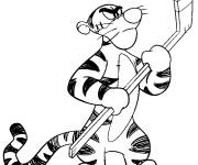 Coloriage Tigrou d&eacute;cisive au hockey
