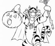 Coloriage Tigrou effrayant pendant la f&ecirc;te de 31 octobre