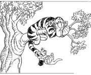 Coloriage et dessins gratuit Tigrou effray&eacute; sur l'arbre à imprimer