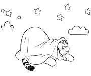 Coloriage Tigrou en dormant sous les &eacute;toiles