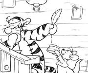 Coloriage Tigrou en &eacute;crivant une lettre