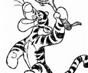Coloriage et dessins gratuit Tigrou en jouant au tennis à imprimer