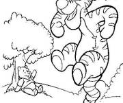 Coloriage Tigrou en sautant dans la foret