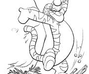 Coloriage et dessins gratuit Tigrou en sautant dans la foret à imprimer