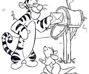Coloriage Tigrou envoie la lettre