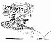 Coloriage Tigrou et la v&eacute;hicule magique pour apporter les cadeaux