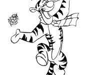 Coloriage Tigrou jonglant avec des pommes de pin
