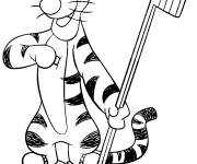Coloriage Tigrou jouant au hockey