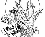 Coloriage Tigrou la nuit de Halloween