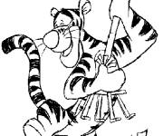 Coloriage Tigrou musicien dr&ocirc;le