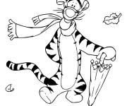 Coloriage Tigrou pendant l'hiver