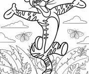 Coloriage Tigrou sautant par la queue