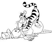 Coloriage Tigrou sur un bonhomme de neige
