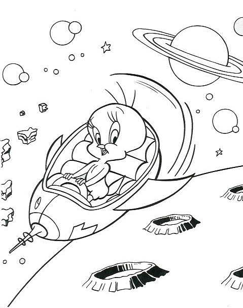 Coloriage Titi à l'espace dessin gratuit à imprimer