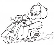 Coloriage Titi conduit une moto