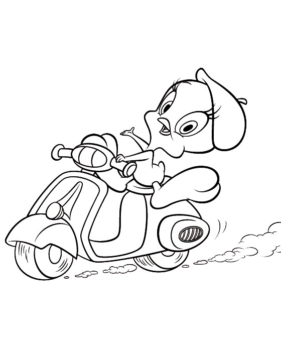 Coloriage et dessins gratuits Titi conduit une moto à imprimer