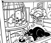 Coloriage Titi et Grosminet endormis