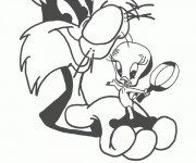 Coloriage Titi et Grosminet facile &agrave; colorier