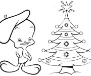 Coloriage Titi et Grosminet No&euml;l