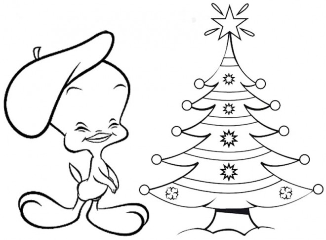 Coloriage et dessins gratuits Titi et Grosminet Noël à imprimer