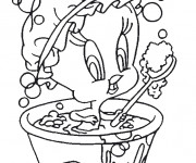 Coloriage et dessins gratuit Titi fait une douche à imprimer