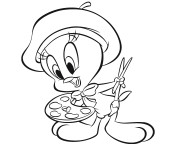 Coloriage Titi le peintre