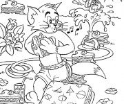 Coloriage et dessins gratuit Tom et Jerry avec leurs bêtises à imprimer